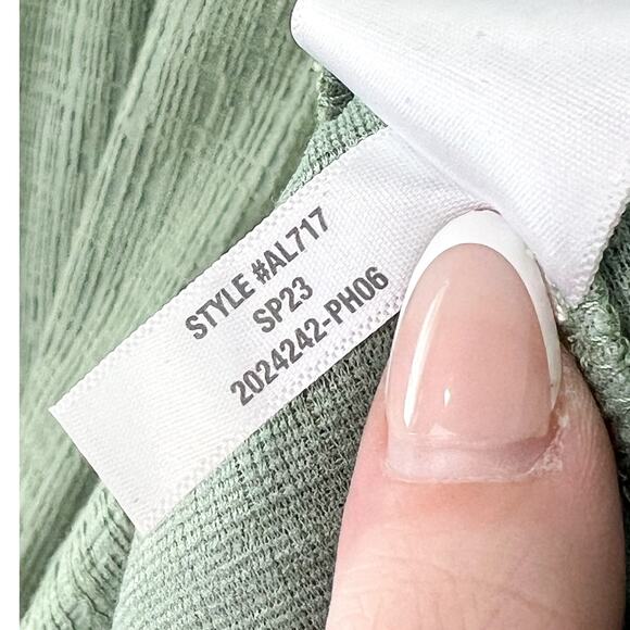 Madewell Cross Front Flutter Sleeve Mini Dress Small Sage Green V Neck Textured - Picture 6 of 6